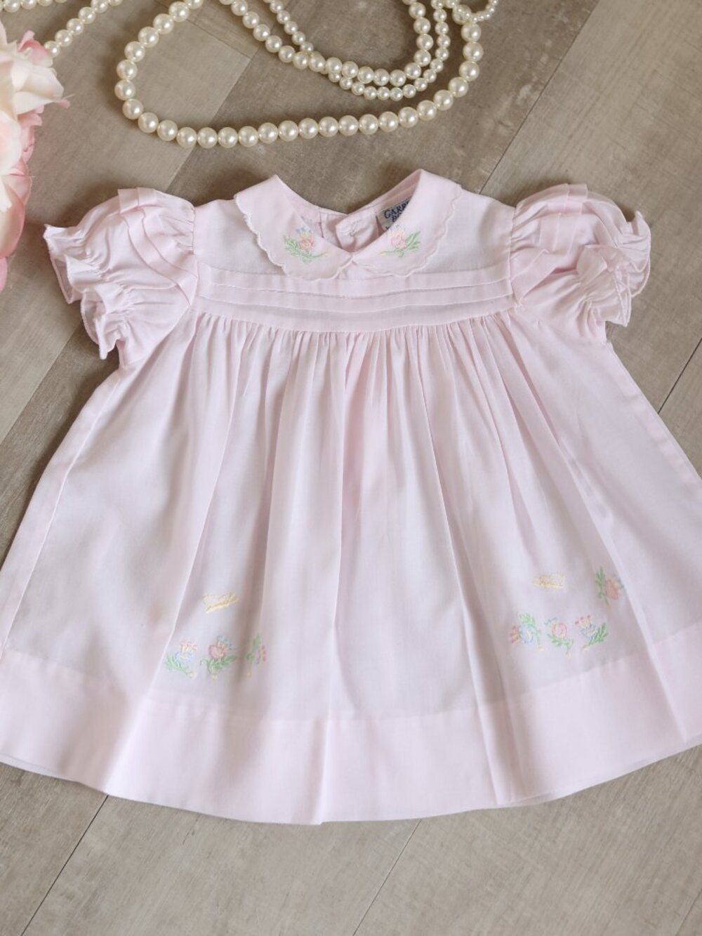 Pink Heirloom Dress with Bloomer Vintage Feltman Brothers Friedknit Butterfly 6M